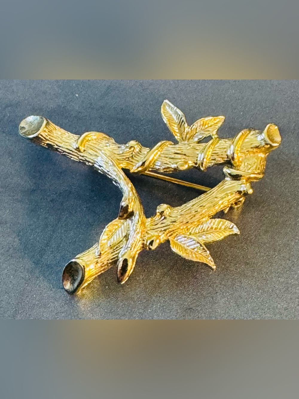 Sarah Coventry gold tone bamboo brooch